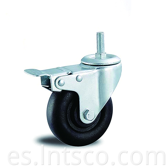 Treaded Stem High Temperature Black Nylon Brake Casters